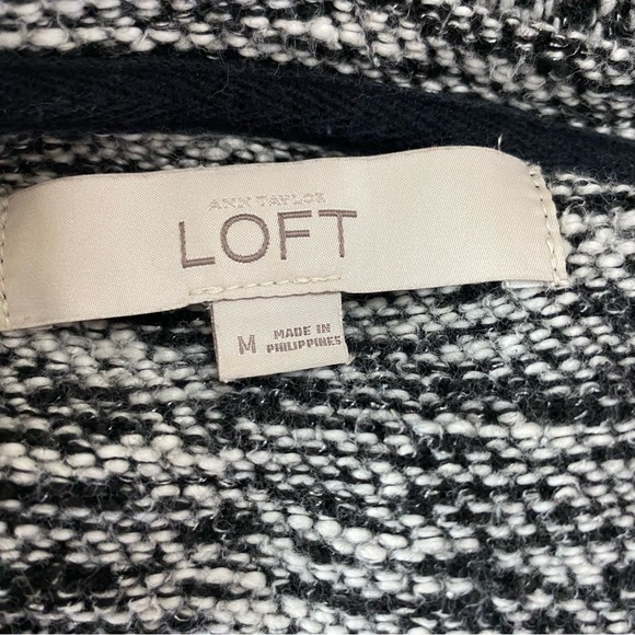 LOFT Marled Knit Pullover Sweater Top Gray black - Picture 4 of 5